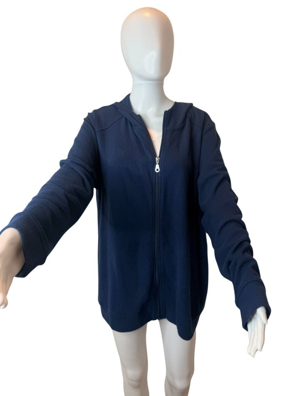 Sport Savvy French Terry Zip Hoodie Jacket Navy Blue Size Large Cotton Blend
